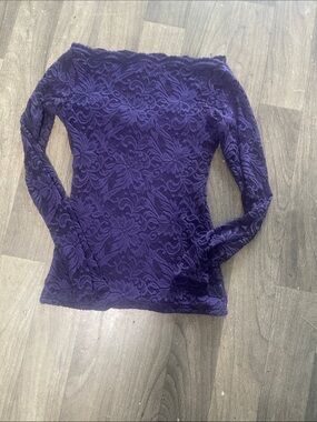 PattyBoutik Deep Purple Lace Long Sleeve Top